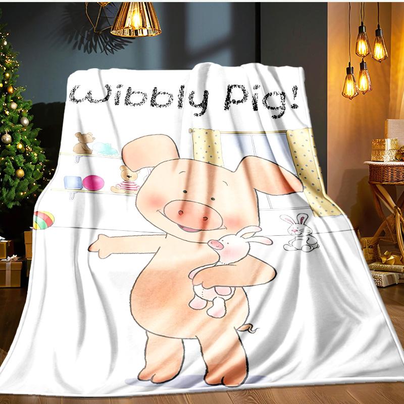 Wibbly Pig Adventure Blanket Flannel Throw for Sofa, Indoor, Camping, Living Room, Office, Chair, And Bed Soft Birthday Gift