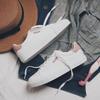 Women's White Canvas Lace-up Sneakers - Versatile, All-Season Casual Shoes