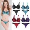 Flower Womens Lace Padded Bra Plunge Set Ladies Underwear Panties Sets Push Up