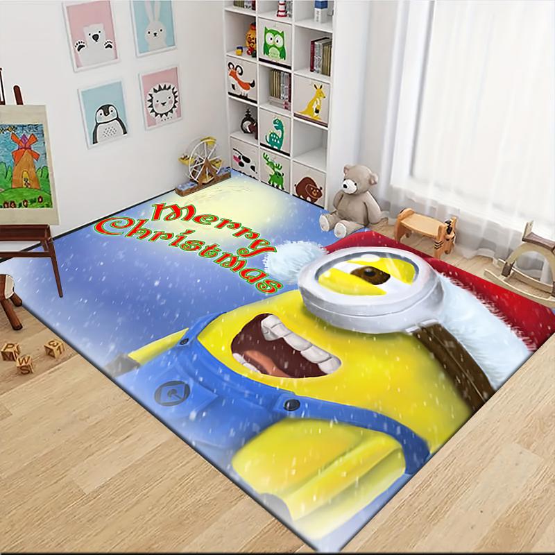 1Pc Christmas Minion Celebration Carpet Rug Soft Washable Antislip Home Living Room Sofa Mats Personalized Christmas Rug
