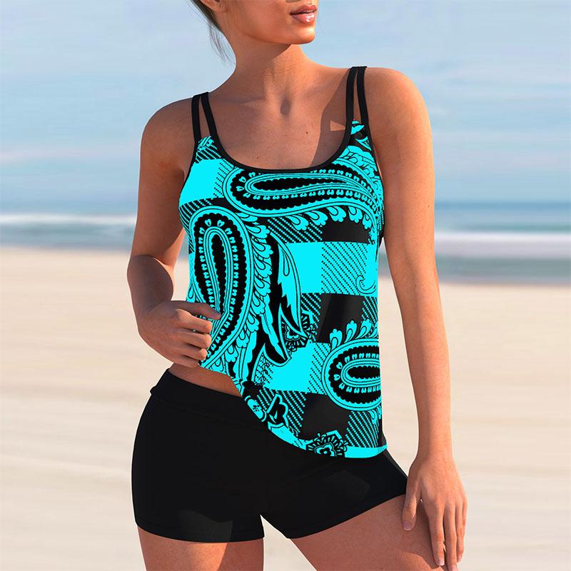 Женские модные многослойные купальники на бретельках с принтом