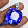 BLUE Sapphire 91 Ct CERTIFIED Square Cushion 925 Sterling Silver GEMS Pendant MY-PD-147-NS