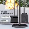 Fireplace tool set, 5-piece, broom, shovel, tongs, poker and stand, fireproof metal, black
