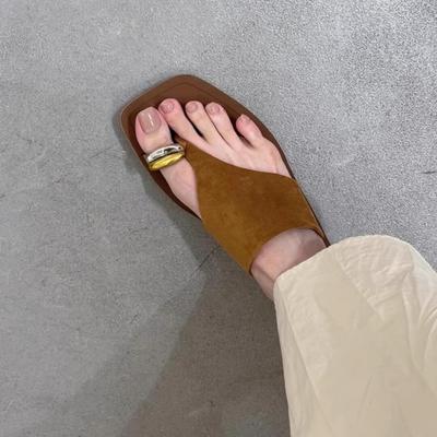 Версия из овчины~ кожаные шлепанцы в ретро-стиле, женская обувь для лета, нишевая обувь на плоской подошве, сандалии для пляжа