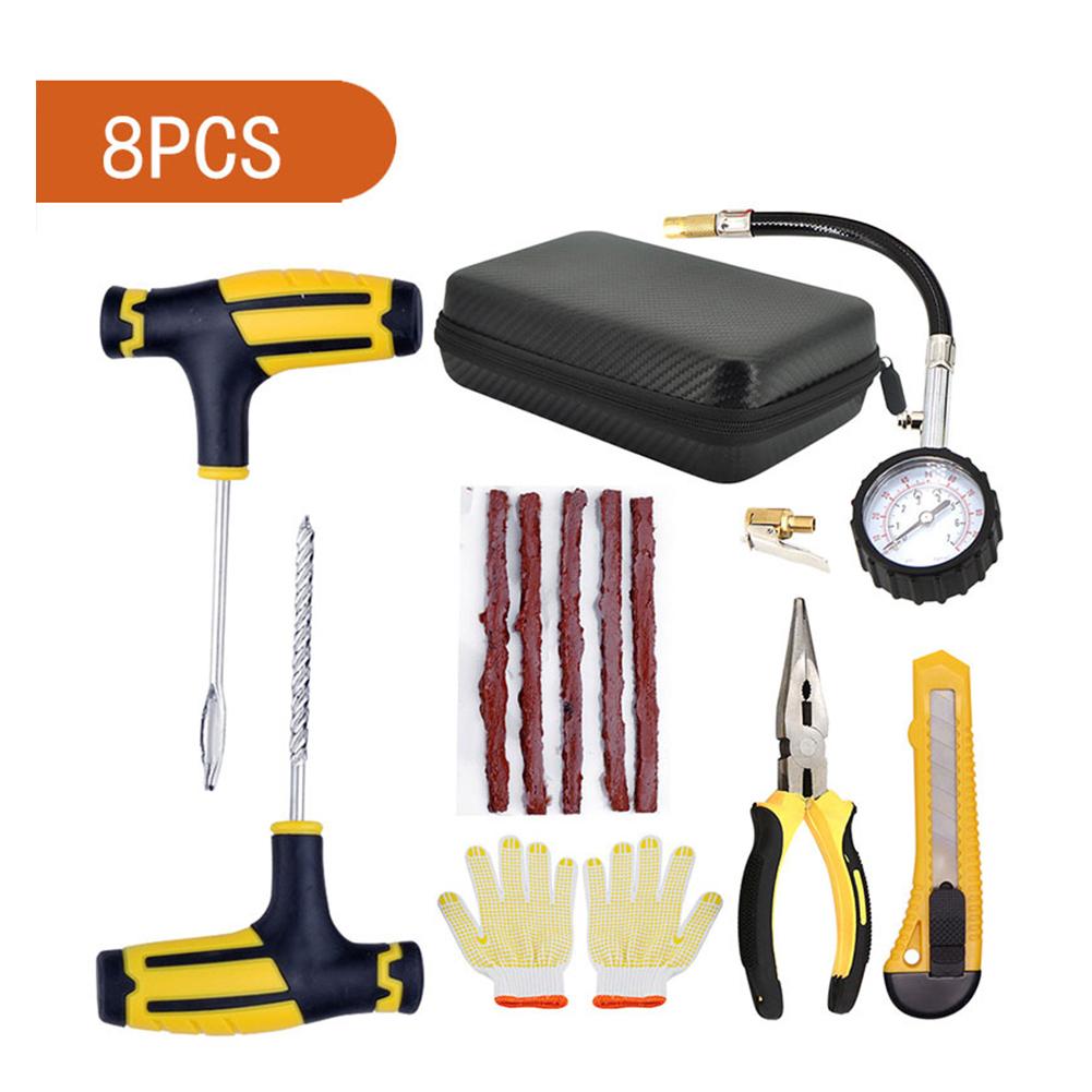 Комплект для ремонта автомобильных шин, набор инструментов для прокола бескамерной шины, набор инструментов для установки шипов на мотоцикл, вакуумный гвоздь с магнитным фонариком, датчик-датчик