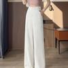 White Tencel Cotton Linen Wide-Leg Pants for Women, Draped New High-Waist Summer Thin Linen Straight Pants
