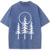 Men's Pine Forest Print High Quality T-shirt 230 Grams Of High-Quality Washed Old Tshirt Unisex Breathable Tees