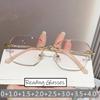 Women's Trendy Diamond Cut Reading Glasses Blue Light Blocking Gradient Far Sight Eyeglasses Unisex Female Retro Rimless Eyewear