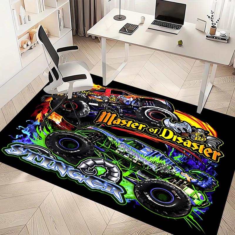 1pc Monster Jam Print Area Rug - Soft, Washable Non-Slip Indoor Mat, Living Room, Home Office Decorative Rug,Office Decorative