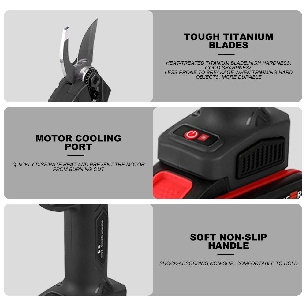 Electric Pruning Shears Cordless Lithium Electric Precise Pruning Fruit Tree Branches Scissors Rechargeable Power Tool