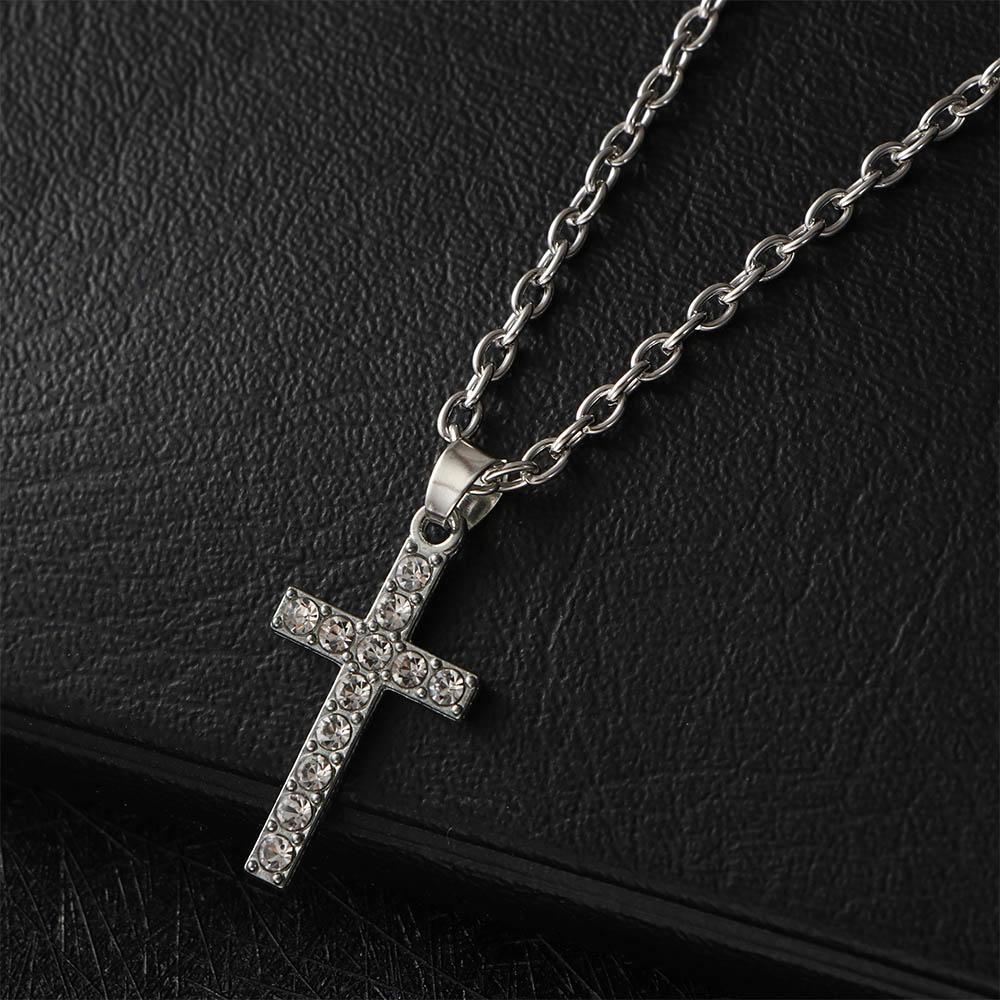 Shiny Zinc Zinc Alloy Rhinestone Pendant Cross Korean Style Cross Necklaces Women Necklaces Clavicle Chains