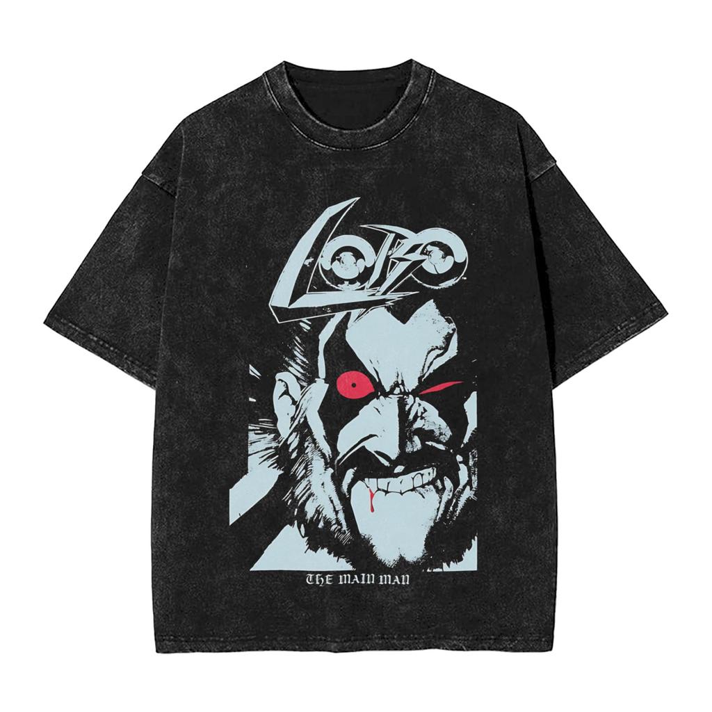 Washed T Shirts Lobos Hip Hop Vintage TShirts Harajuku Anime Streetwear Short Sleeve Graphic Tops Tees for Men Women