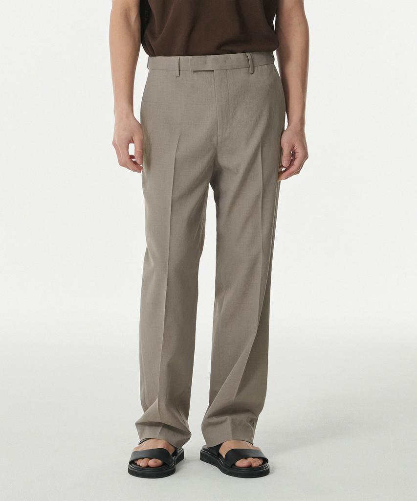 MUSINSA STANDARD Cool Touch Semi-Wide Hidden Banding Slacks [Grayish Beige]
