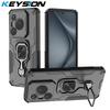 KEYSION Противоударный бронированный чехол для Huawei Pura 70 Pro+ Силикон+ПК Вертикальная металлическая подставка-кольцо для телефона для Pura 70 Ultra