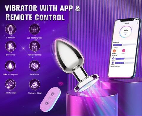 Remote control anal plug, vibrating anus, APP controlled vibration, anal development, metal adult toys for couples