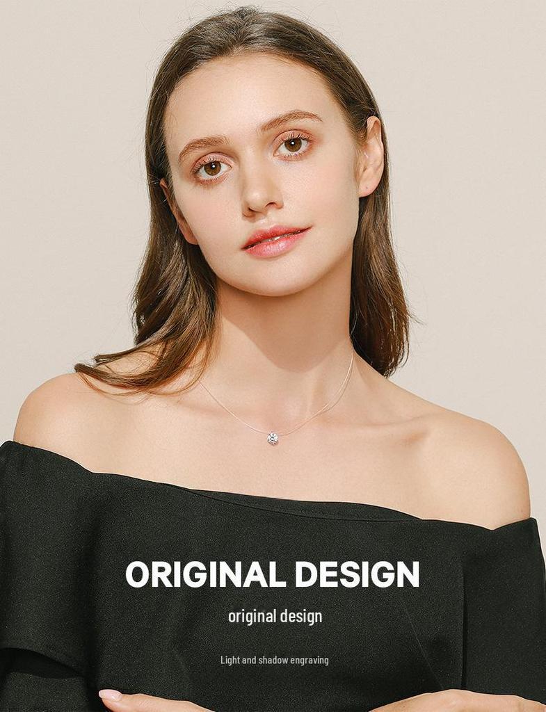 Modian S925 Sterling Silver Transparent Diamond Necklace - Simple Japanese Sweet Girl Clavicle Chain