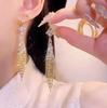 Luxury Tassel Drop Dangle Earrings for Women - Elegant Long Fringe Design with Rhinestone Embellishments Ladies Wear It Fashion Jewelry Accessory