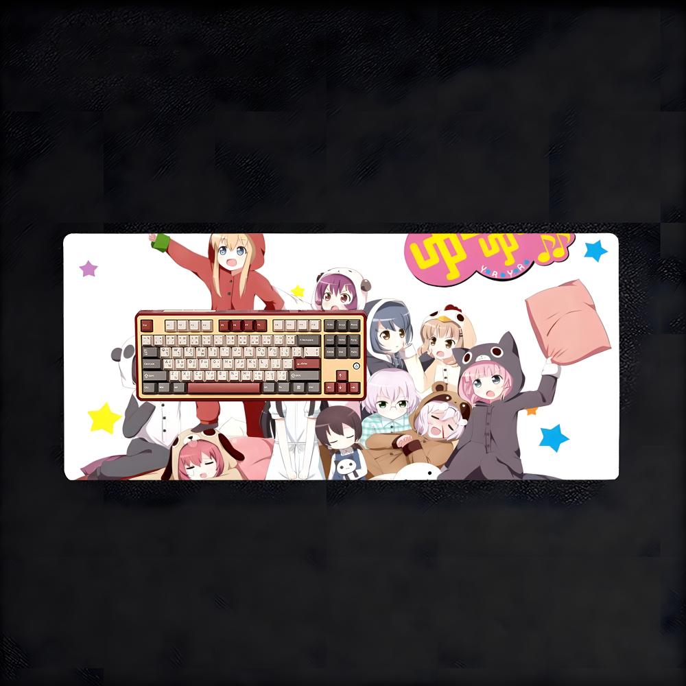 Cozy Yuru Yuri Animeseries Mouse Pad NonSlip Large Desk Mat Thick Stitched Edge Gaming Mousepad