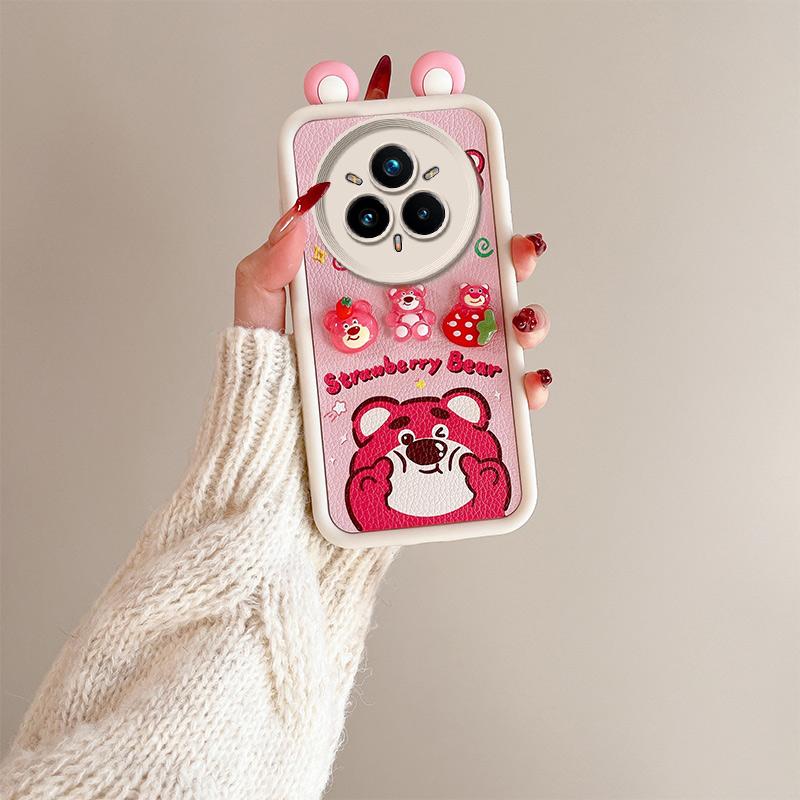 KEYSION Милый чехол с 3D-мультяшным рисунком в виде уха для Realme 14 Pro+ 5G с браслетом, силиконовый противоударный чехол для телефона OPPO Realme 14 Pro 5G