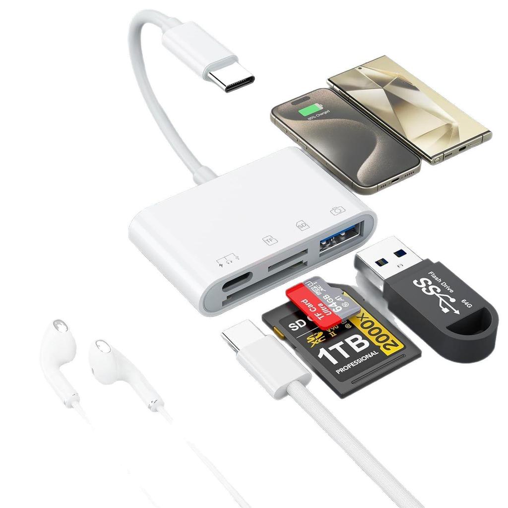 Высокоскоростная док-станция USB Type-C 3.0 с кард-ридером 4-в-1 для карт TF и SD