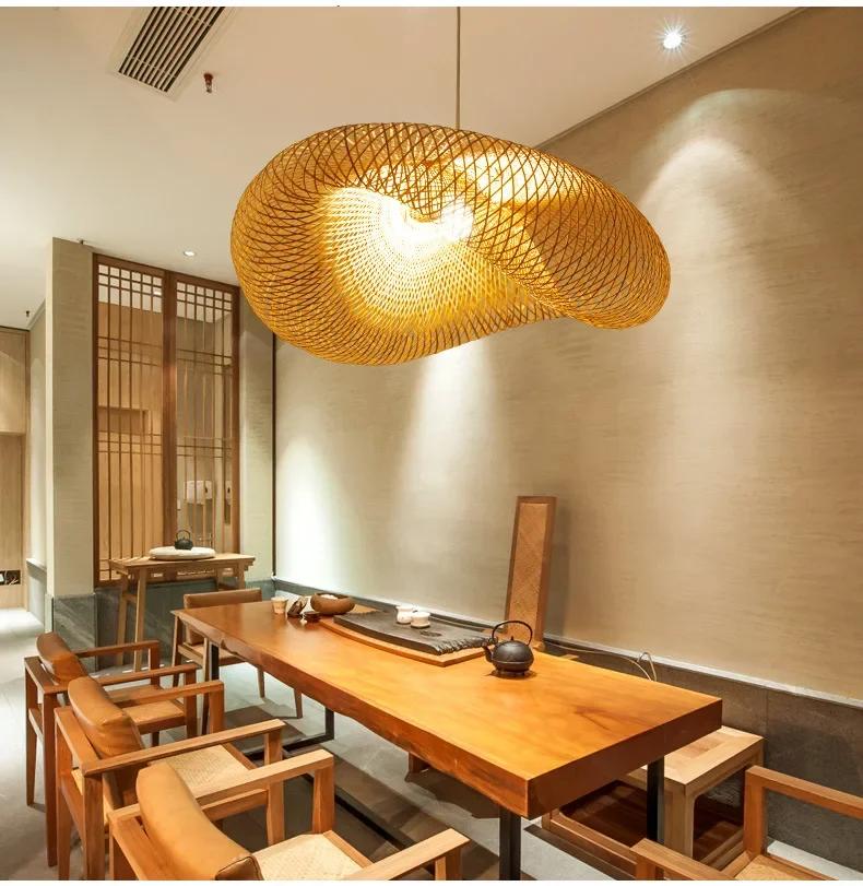 JOYINLED Extra Large Hand Woven Bamboo Pendant Light, Natural Farmhouse Chandelier for Living Room Kitchen Island Restaurant