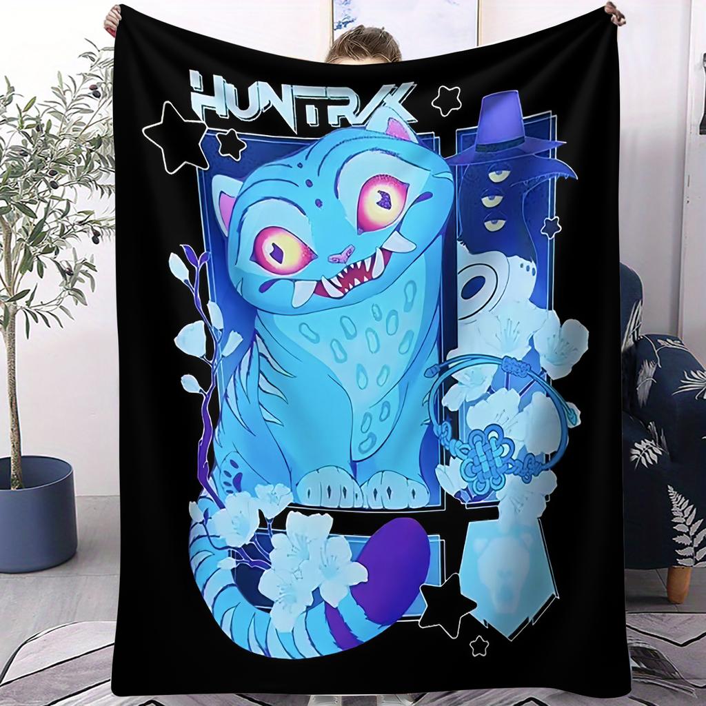 Aesthetic Trending KPop Devil Hunter Print Pattern Blanket Small Cover Blanket Soft Comfortable Suitable For Living Rooms Sofas