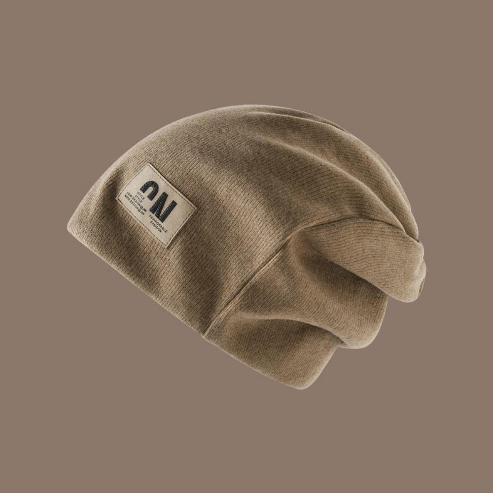 Coldproof Fleece Knit Beanies Thickened Letter Pullover Hats Harajuku Warm Cap Female