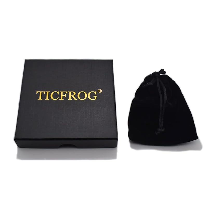 [TICFROG] Men's Ring Stainless Steel Ring Durable Scratch Resistant Fashion Simple Black & Gold Ring Width 8mm (16)