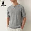 PLAYBOY Мужская футболка-henley из лиоцелла и льна