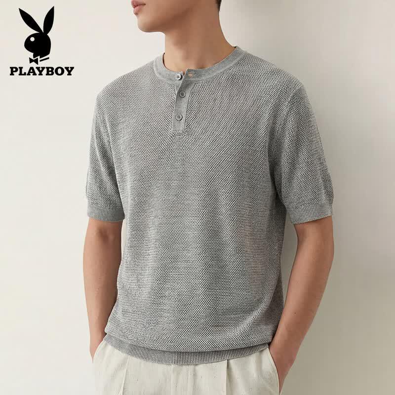 PLAYBOY Мужская футболка-henley из лиоцелла и льна