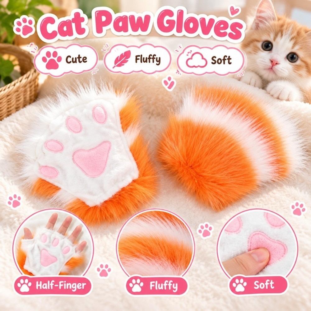 Fluffy Plush Gloves Cute Animal Paw Accessories Catgirl Cat Paw Gloves Cosplay