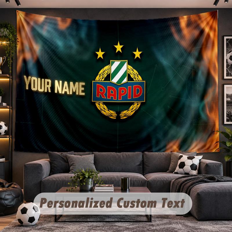 Rapid Wien FC Personalized Tapestry Support Custom Name, Wall Art Home Decoration