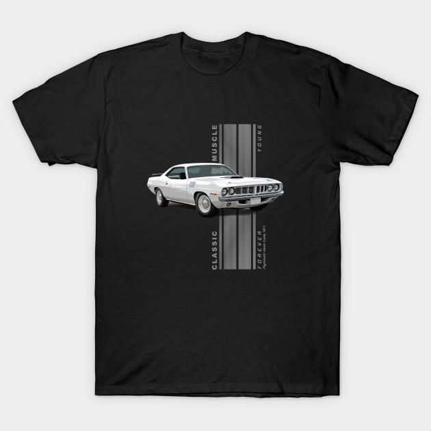 Азиатский размер Мужская футболка с принтом Plymouth Hemi Cuda Классические американские маслкары Винтажная Термотрансферная печать без вырезания Хлопковая футболка