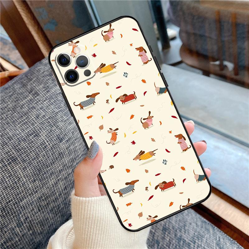 Чехол для телефона с таксой Для iPhone 16 15 13 12 11 14 Pro Max 12 13 mini XR 15 16 Plus 16e Защитный корпус