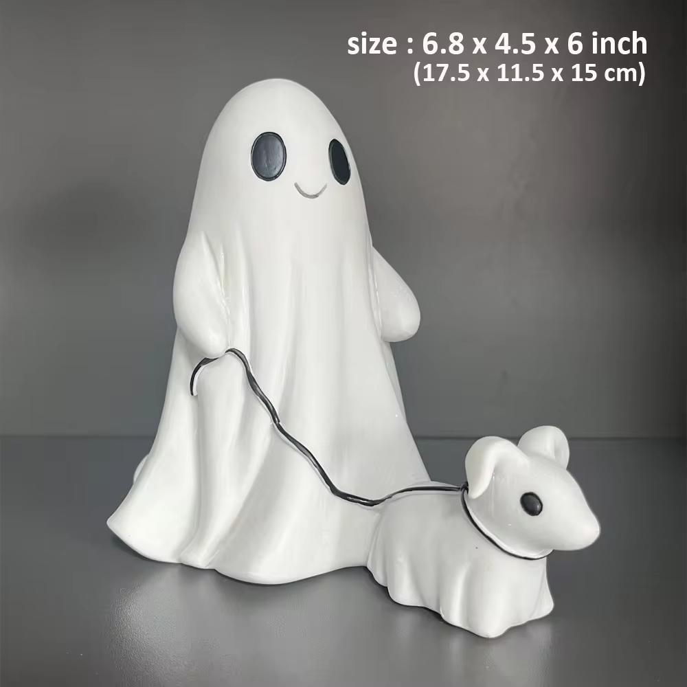 15CM Halloween Ghost Walking Dog Statue Resin Halloween Figurine Halloween Decoration Ornament Holiday Gifts For Boy Girl