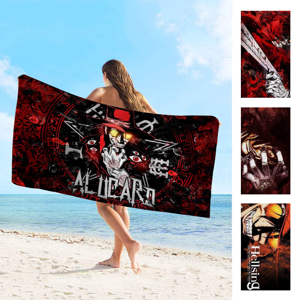 Хоррор Аниме H-Hellsing Микрофибровое Одеяло Быстросохнущие Пляжные Полотенца Большой Размер Печать Супер Впитывающее Полотенце-Одеяло для Бассейна