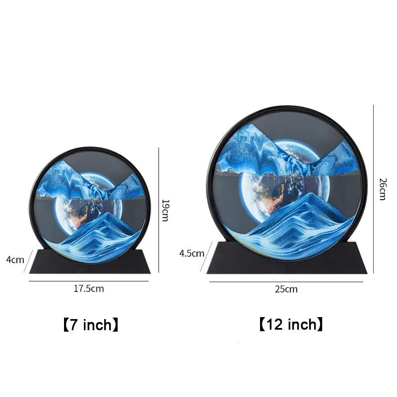 3D Песочный пейзаж Движущийся песок Картина Земля Глубоководный пейзаж Зыбучий песок Круглые песочные часы Текучий песок Рамка Живопись Домашний декор