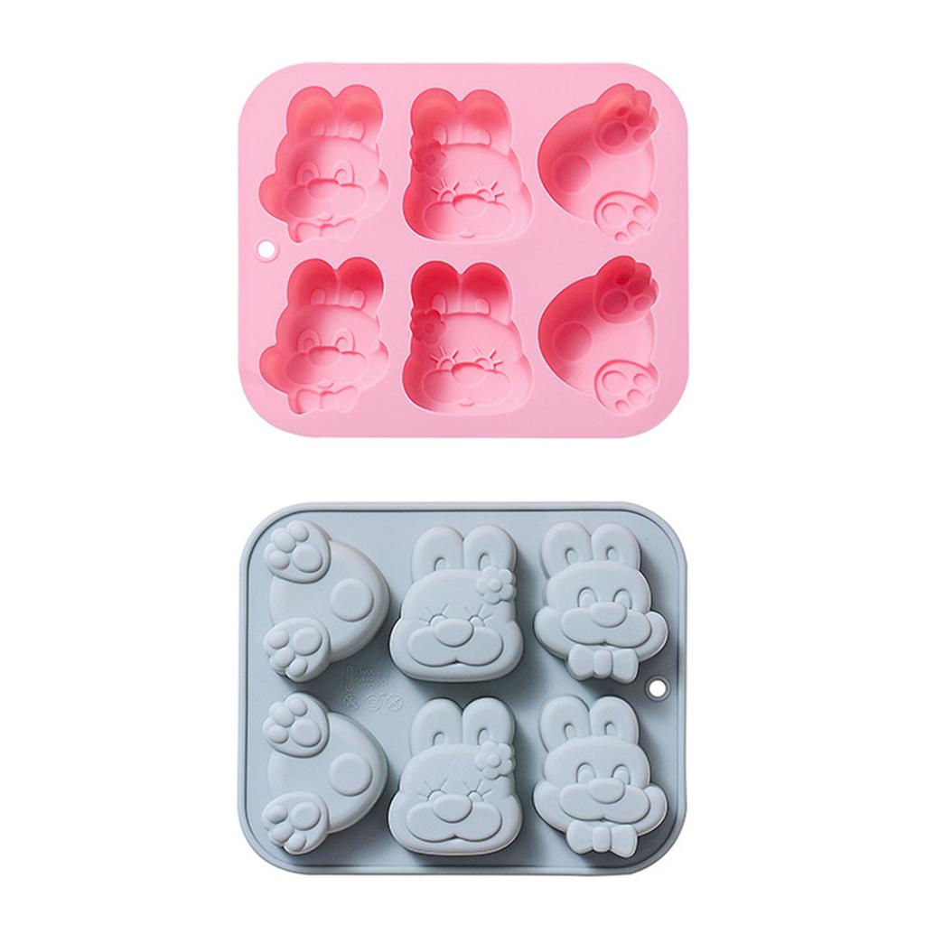 6 Cavity 3D Rabbit Silicone Flexible Food Grade Mould Clay Resin Ceramics Candy Fondant Candy Chocolate Soap Mould
