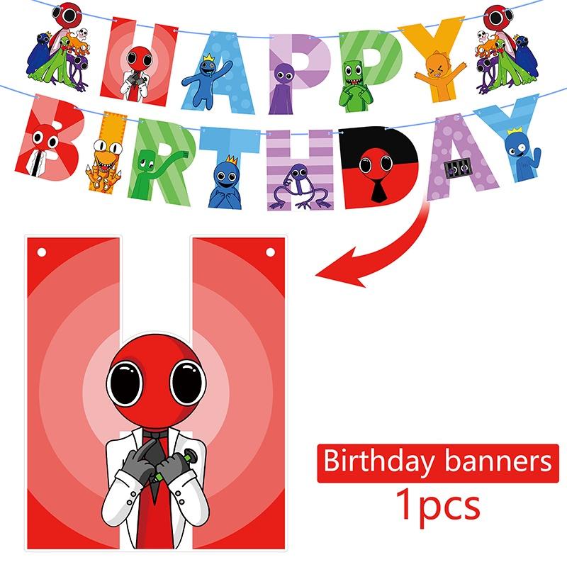 Набор для дня рождения Roblox Rainbow Friends: полный комплект с воздушными шарами, топпером для торта, баннером и многим другим!