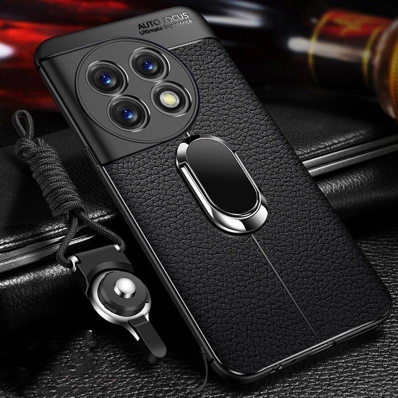Магнитный чехол для Oneplus 11 11R Ace 2 Pro 5G с кольцом-держателем, чехол для телефона для One Plus ACE2 11, мягкий ТПУ, кожаный, противоударный бампер