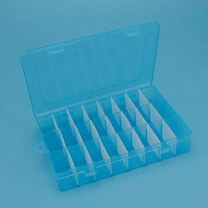New Practical Adjustable Plastic 24 Compartment Storage Box Case Bead Rings Jewelry Display Organizer