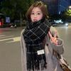 HX Retro Plaid Imitation Cashmere Scarf for Women