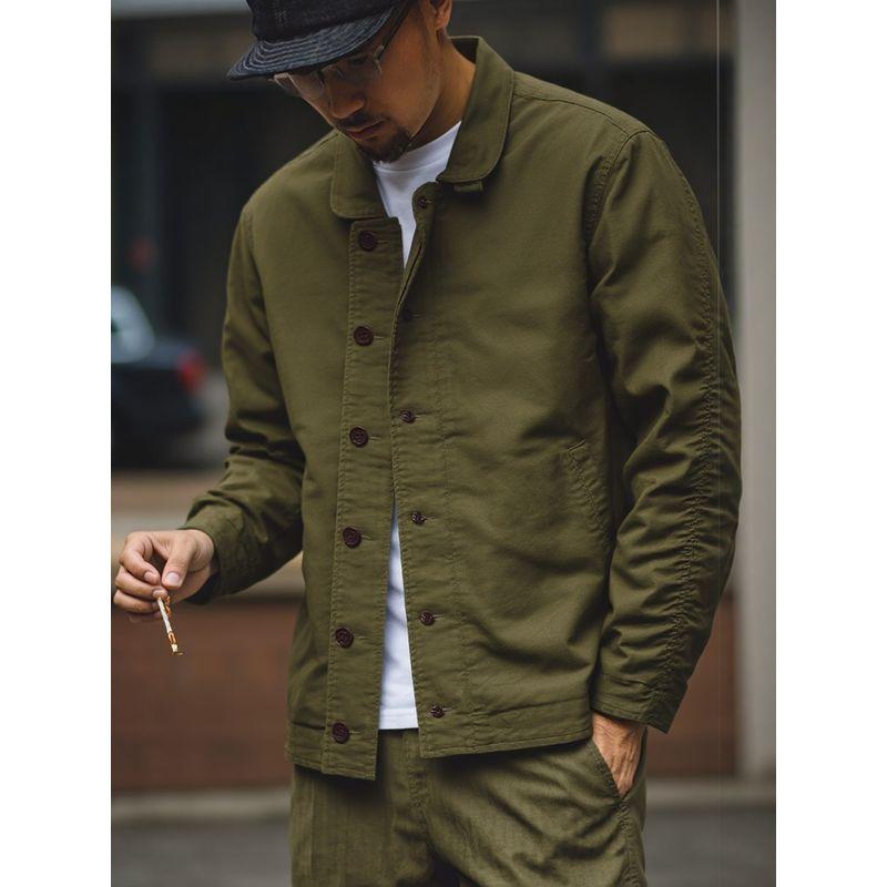 Американская ретро тяжелая куртка-бушлат N1 из чистого хлопка для мужчин, одежда для мужчин для весенне-осеннего сезона, рабочая куртка в стиле амбара, охотничья одежда