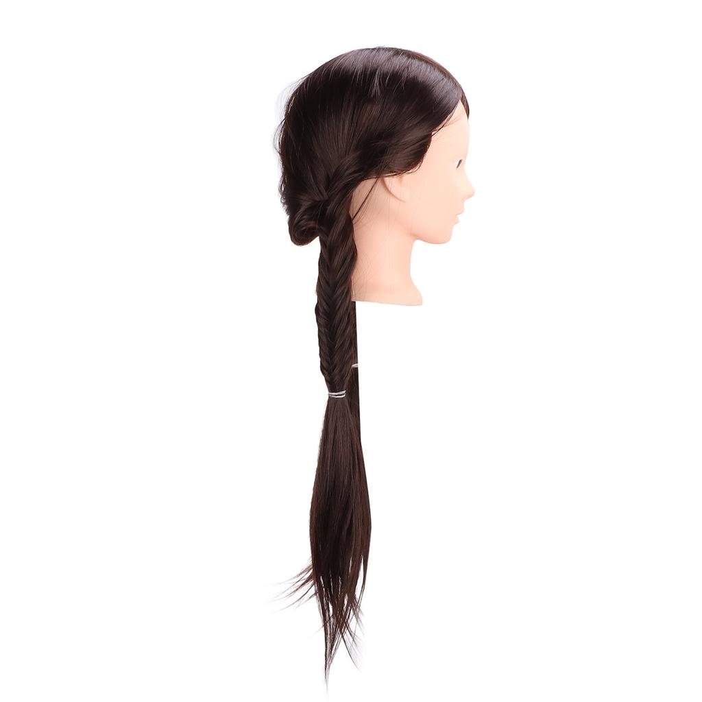 Long Brown Hair Mannequin Head High Temperature Synthetic Hair Styling Practice Training Head for Beauty Teachers