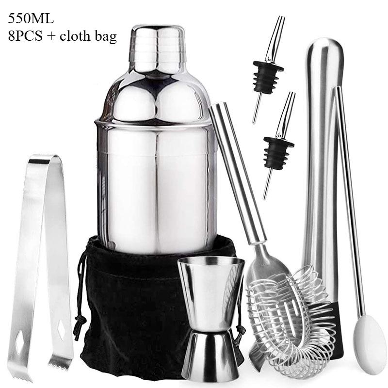 UPORS Stainless Steel Cocktail Shaker Mixer Wine Martini Boston Shaker For Bartender Drink Party Bar Tools 550ML/750ML