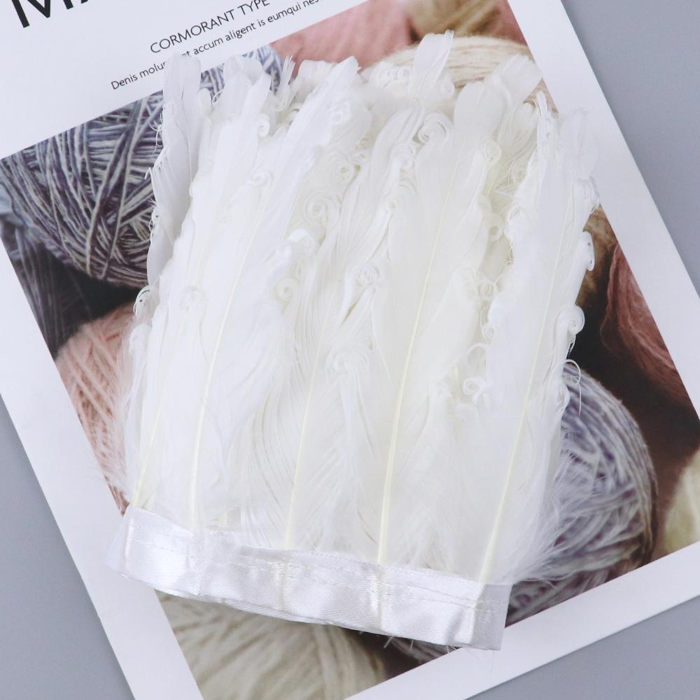 6-8" White Curly Goose Feather Trim Ribbon Making Christmas Decorative Festivals Crafts Natural Swan Pluma Trimming Handicraft