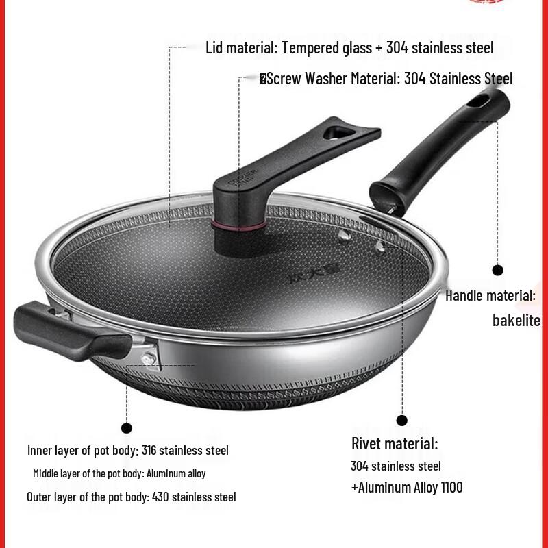 COOKER KING Сотовая Антипригарная Вок из Нержавеющей Стали 316
