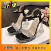 Transparent Crystal Heel Open-toed High Heels Women's 2025 Summer New Korean Version of Rhinestone Thick Heel with Waterproof Table Shoes
