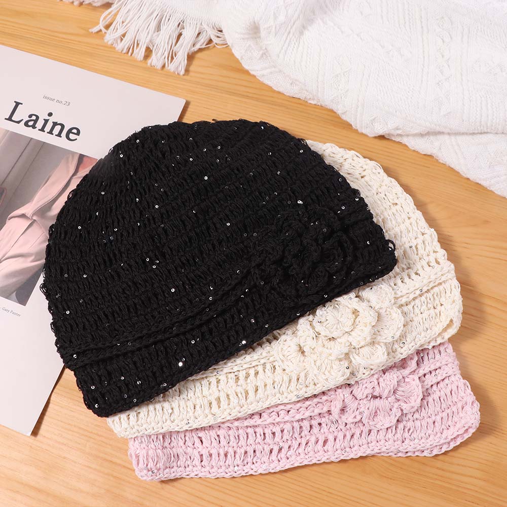 Hollow Beanies Hat Handmade Weave Cap Fashion Crochet Flower Hat Spring and Summer