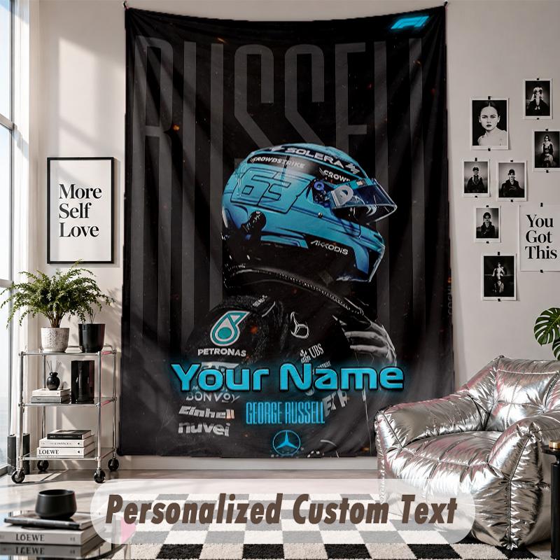 Wall Hanging Tapestry With Custom Name & Text, George Russell Decorative Tapestry For Bedroom